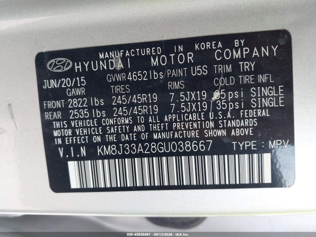 Hyundai Tucson Limited 2016 KM8J33A28GU038667 Image 9