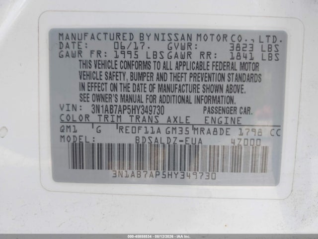Nissan SENTRA SV 2017 3N1AB7AP5HY349730 Image 9