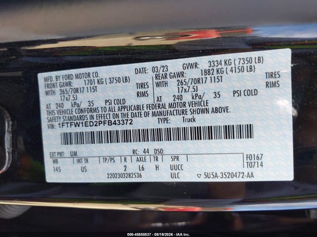 1FTFW1ED2PFB43372 Ford F-150 Xlt