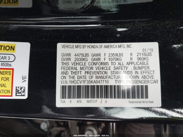 1HGCV1F35KA047710 Honda Accord Sport