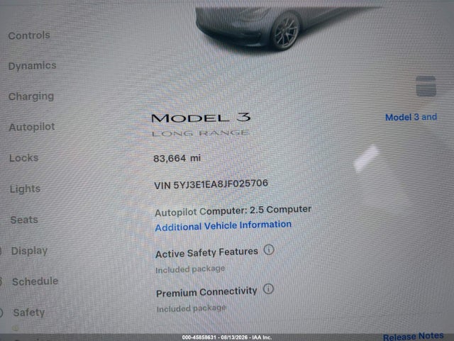 Продажа на аукционе авто 2018 Tesla Model 3 Long Range/mid Range, vin: 5YJ3E1EA8JF025706, номер лота: 45858631