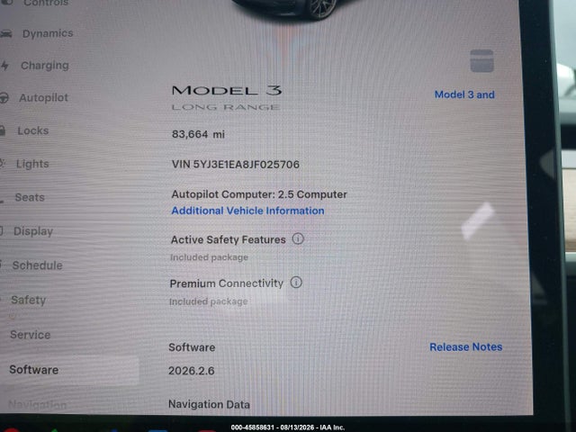 Продажа на аукционе авто 2018 Tesla Model 3 Long Range/mid Range, vin: 5YJ3E1EA8JF025706, номер лота: 45858631