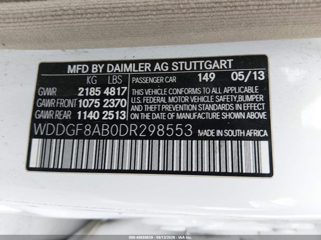 2013 Mercedes-benz C 300 Sport 4matic მანქანა იყიდება აუქციონზე, vin: WDDGF8AB0DR298553, აუქციონის ნომერი: 45858639