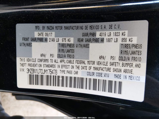 3MZBN1U70JM175478 Mazda Mazda3 Sport