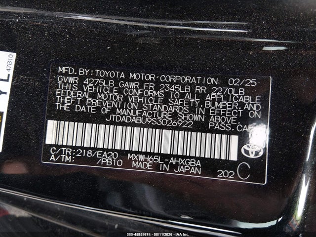 JTDADABU9S3026922 Toyota Prius Xle Awd-e