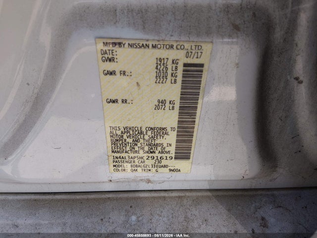 1N4AL3AP5HC291619 Nissan Altima 2.5 S