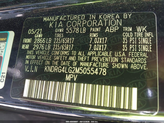 Продажа на аукционе авто 2021 Kia Sorento Hybrid S, vin: KNDRG4LG2M5055478, номер лота: 45858697