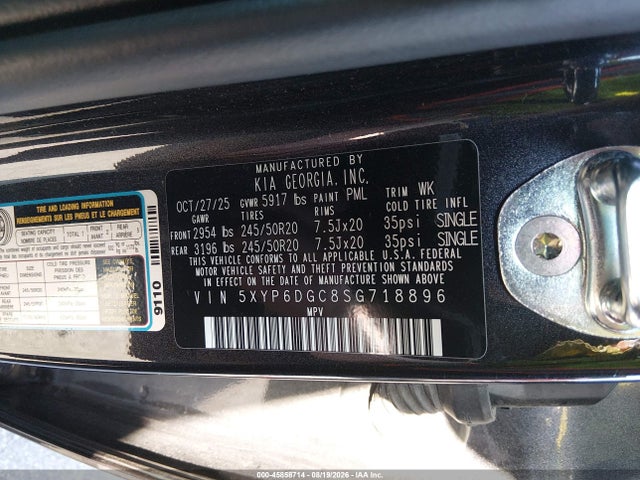 Продажа на аукционе авто 2025 Kia Telluride S, vin: 5XYP6DGC8SG718896, номер лота: 45858714