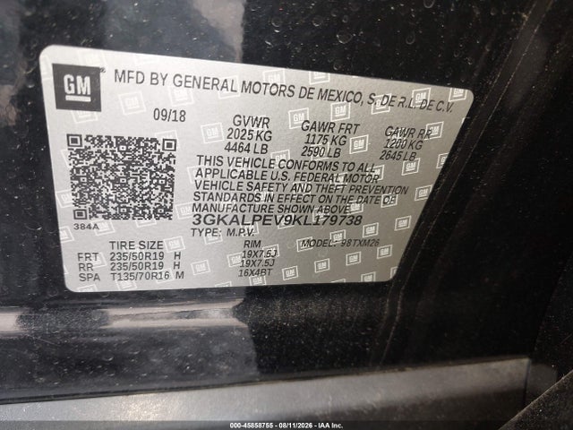 Продаж на аукціоні авто 2019 Gmc Terrain Slt, vin: 3GKALPEV9KL179738, номер лоту: 45858755