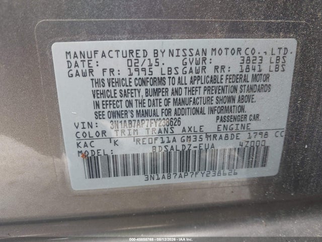 Nissan SENTRA SV 2015 3N1AB7AP7FY238626 Image 9