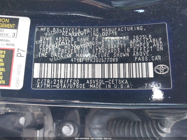 4T1BF1FK3GU577089 Toyota CAMRY SE