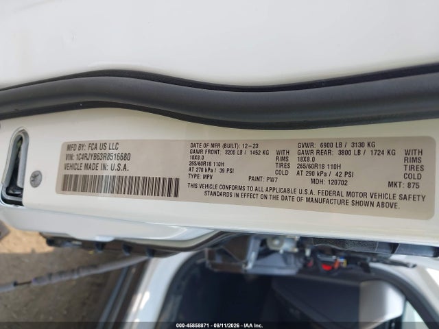 Продажа на аукционе авто 2024 Jeep Grand Cherokee 4xe, vin: 1C4RJYB63R8516680, номер лота: 45858871