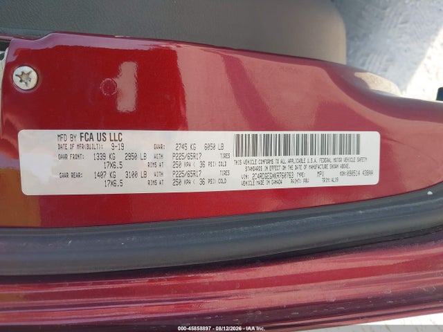 2019 Dodge Grand Caravan Gt მანქანა იყიდება აუქციონზე, vin: 2C4RDGEGXKR760763, აუქციონის ნომერი: 45858897