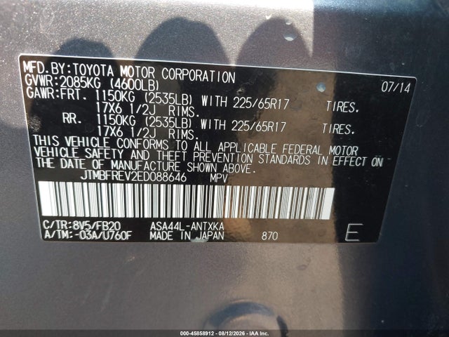 Toyota RAV4 LE 2014 JTMBFREV2ED088646 Image 9