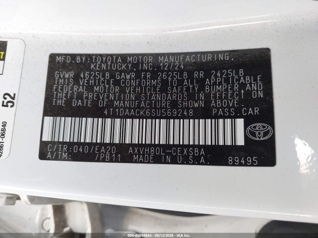 4T1DAACK6SU569248 Toyota CAMRY SE