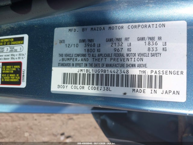 2011 Mazda Mazda3 I Sport მანქანა იყიდება აუქციონზე, vin: JM1BL1UG9B1442348, აუქციონის ნომერი: 45858948