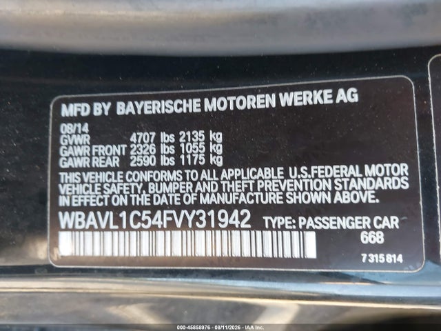 Продажа на аукционе авто 2015 Bmw X1 Xdrive28i, vin: WBAVL1C54FVY31942, номер лота: 45858976