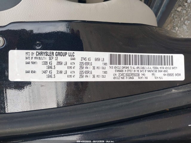 Aukcja sprzedaży 2013 Chrysler Town & Country Touring, vin: 2C4RC1BG6DR556338, numer aukcji: 45859008