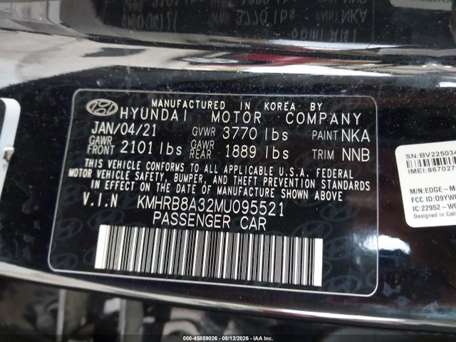 KMHRB8A32MU095521 Hyundai Venue Se