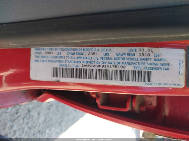 Продажа на аукционе авто 2001 Volkswagen Jetta Gls, vin: 3VWSB69M91M175192, номер лота: 45859030
