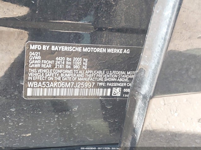 2021 Bmw 228i Gran Coupe Sdrive მანქანა იყიდება აუქციონზე, vin: WBA53AK06M7J25997, აუქციონის ნომერი: 45859049