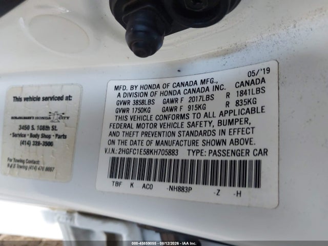 Honda CIVIC SI 2019 2HGFC1E58KH705883 Image 9