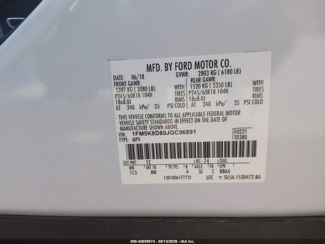 Ford EXPLORER XLT 2018 1FM5K8D80JGC06891 Image 9