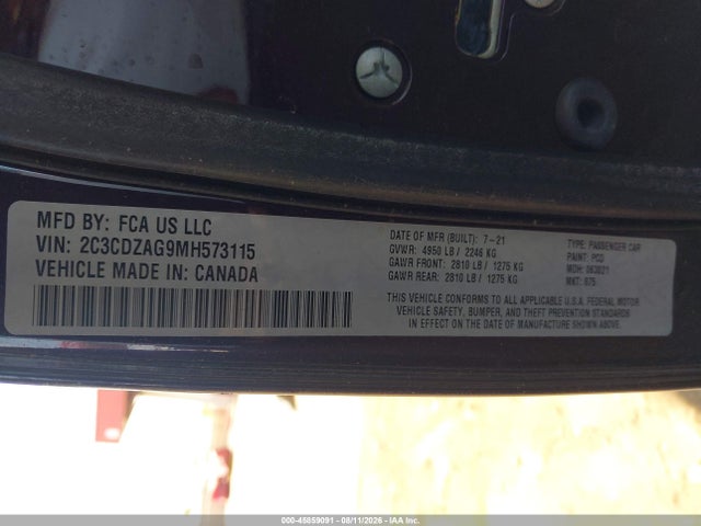 Dodge Challenger Sxt 2021 2C3CDZAG9MH573115 Image 9