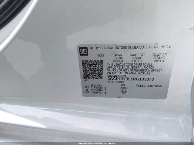 3GCPDFEKXRG133373 Chevrolet Silverado 1500 4wd Short Bed Lt Trail Boss