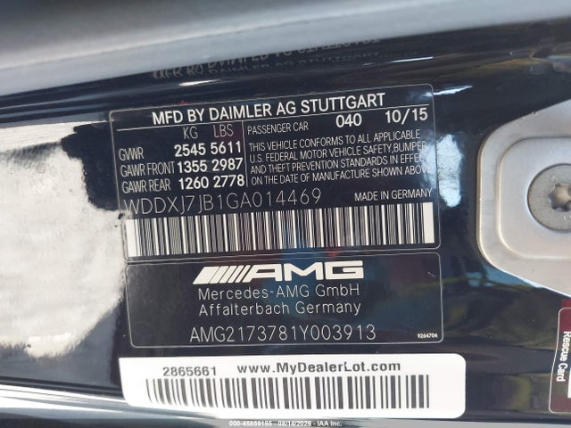 Aukcja sprzedaży 2016 Mercedes-benz Amg S 63 4matic, vin: WDDXJ7JB1GA014469, numer aukcji: 45859185