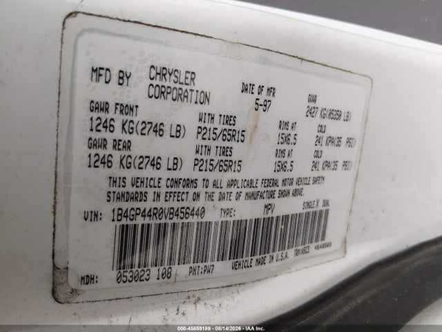 Продаж на аукціоні авто 1997 Dodge Grand Caravan Se, vin: 1B4GP44R0VB456440, номер лоту: 45859189