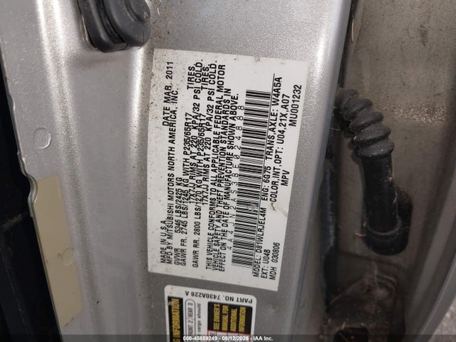 Aukcja sprzedaży 2011 Mitsubishi Endeavor, vin: 4A4JN2AS3BE024888, numer aukcji: 45859249