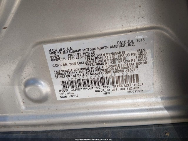 4A4AP3AU4EE003859 Mitsubishi Outlander Sport Es