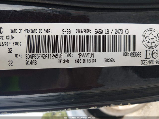 Продаж на аукціоні авто 2010 Dodge Journey Sxt, vin: 3D4PG5FV2AT124918, номер лоту: 45859281