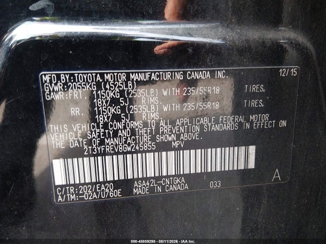 Toyota Rav4 Limited 2016 2T3YFREV8GW245855 Image 9