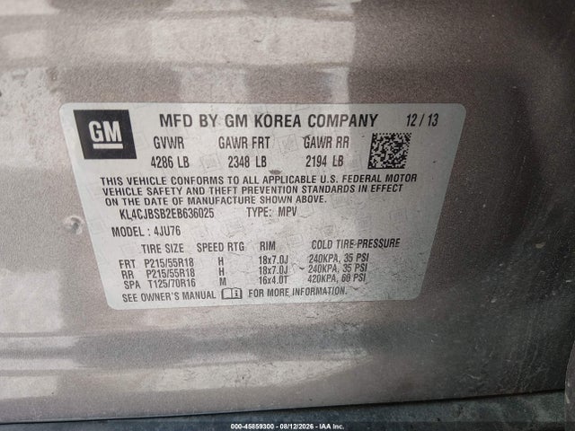 Продажа на аукционе авто 2014 Buick Encore Convenience, vin: KL4CJBSB2EB636025, номер лота: 45859300