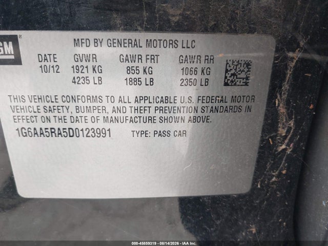 Aukcja sprzedaży 2013 Cadillac Ats Standard, vin: 1G6AA5RA5D0123991, numer aukcji: 45859319