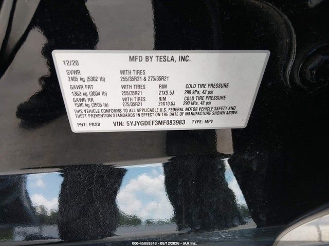 5YJYGDEF3MF083983 Tesla Model Y Performance Dual Motor All-wheel Drive