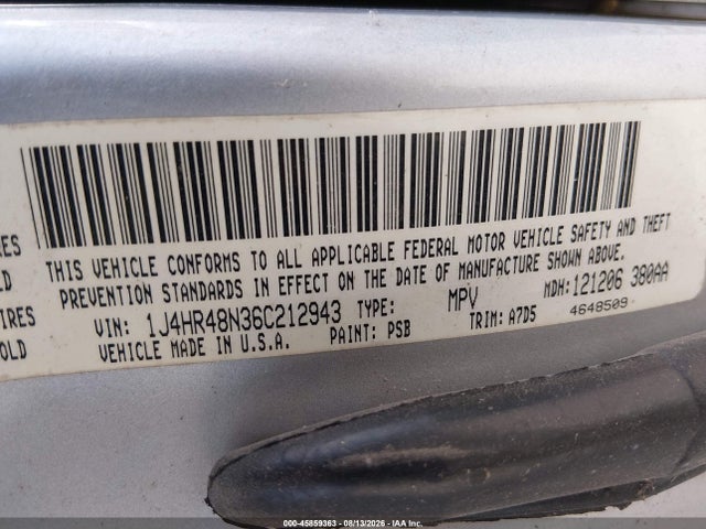45859363 :رقم المزاد ، 1J4HR48N36C212943 vin ، 2006 Jeep Grand Cherokee Laredo مزاد بيع