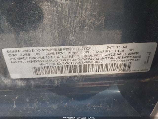 Aukcja sprzedaży 2006 Volkswagen Jetta Tdi, vin: 3VWDT71K16M633627, numer aukcji: 45859376