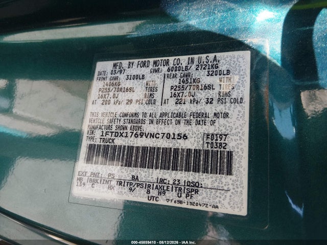 Продажа на аукционе авто 1997 Ford F-150 Standard, vin: 1FTDX1769VNC70156, номер лота: 45859410
