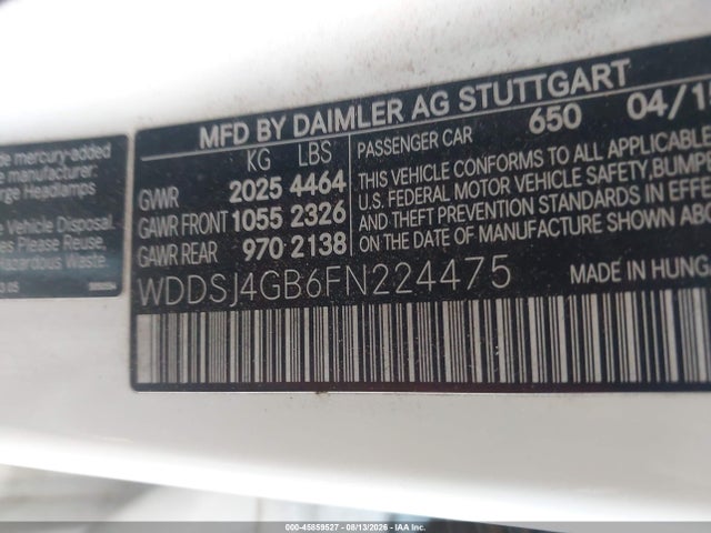 WDDSJ4GB6FN224475 Mercedes-Benz CLA 250 4MATIC