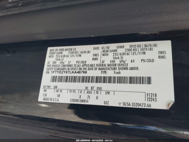Ford Transit-150 2020 1FTYE2Y87LKA46766 Image 9