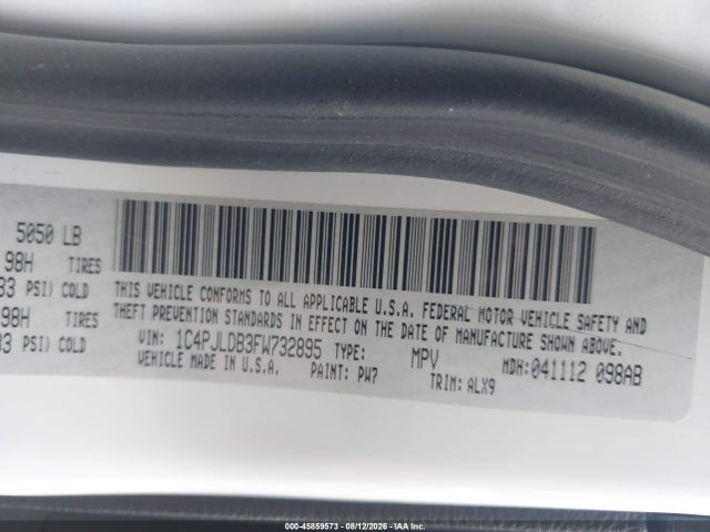 Продажа на аукционе авто 2015 Jeep Cherokee Limited, vin: 1C4PJLDB3FW732895, номер лота: 45859573