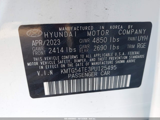 45859583 :رقم المزاد ، KMTG54TE3PU125495 vin ، 2023 Genesis G70 3.3t Rwd مزاد بيع