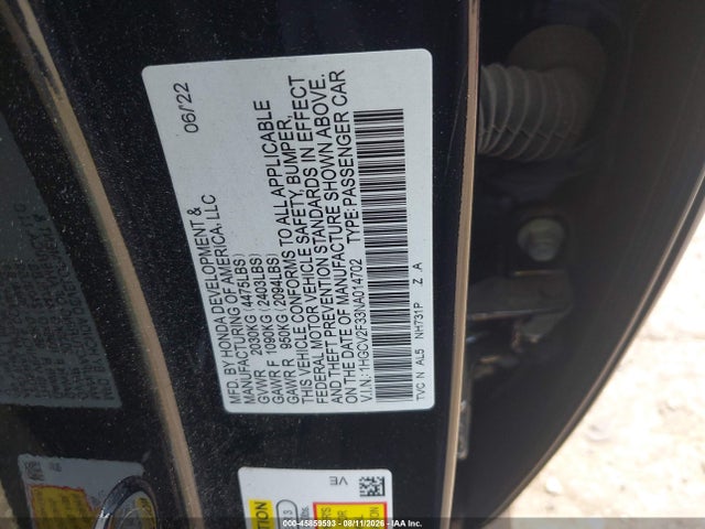 Продажа на аукционе авто 2022 Honda Accord Sport 2.0t, vin: 1HGCV2F33NA014702, номер лота: 45859593