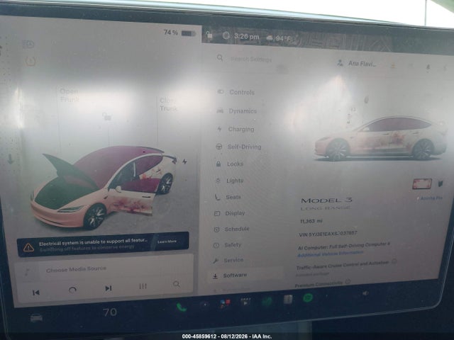 5YJ3E1EAXSF037857 Tesla Model 3 Long Range Rear-wheel Drive/standard Rear-wheel Drive