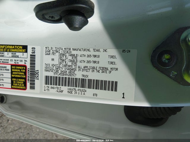 45859653 :رقم المزاد ، 5TFLA5DBXRX202917 vin ، 2024 Toyota Tundra Sr5 مزاد بيع