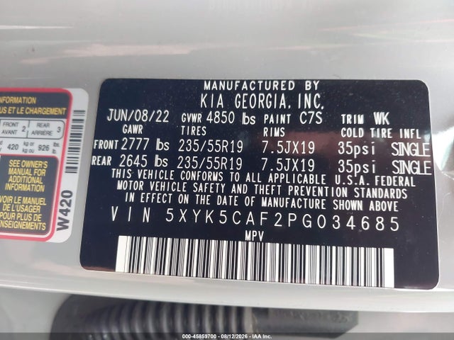 Продаж на аукціоні авто 2023 Kia Sportage Sx-prestige, vin: 5XYK5CAF2PG034685, номер лоту: 45859700
