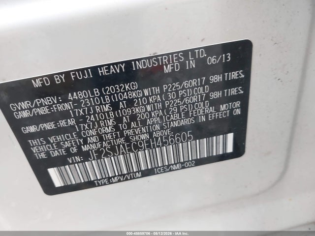 45859706 :رقم المزاد ، JF2SJAEC9EH456605 vin ، 2014 Subaru Forester 2.5i Premium مزاد بيع